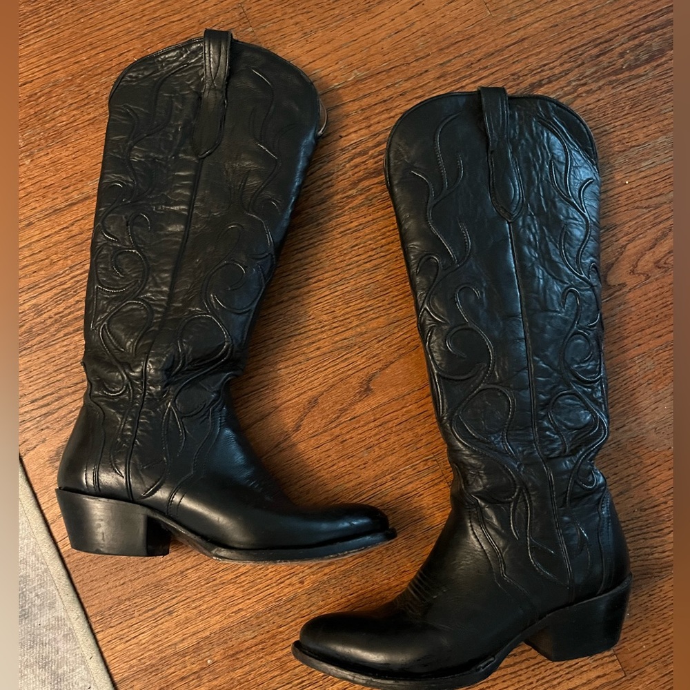 Tall black Lucchese boots